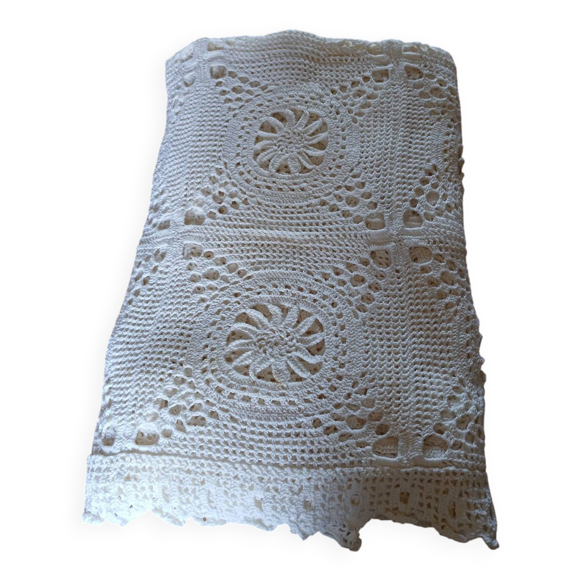 Dessus de lit ancien en crochet fait main