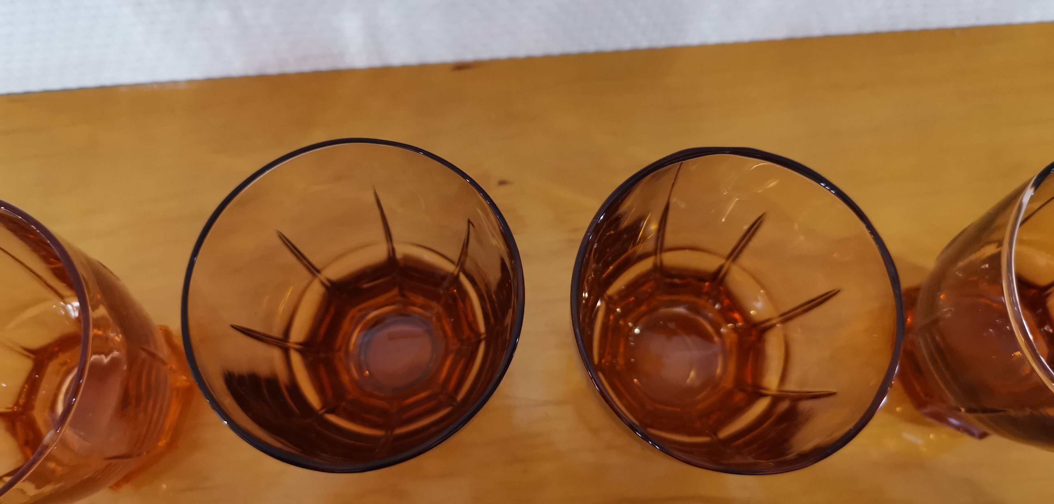 Set of 4 water glasses from the 30s smoked pink