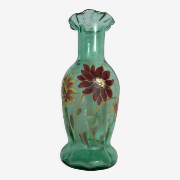 Vase ancien en verre émaillé