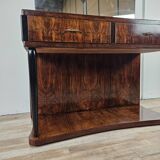 Art Decò dressing table in briar with large mirror and pink glass