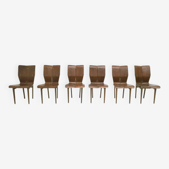 Ensemble de six chaises vintage en bois courbé dans le style d'Ilmari Tapiovaara, Finlande
