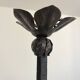 Art deco chandelier signed noverdy france - wrought iron and marbled glass