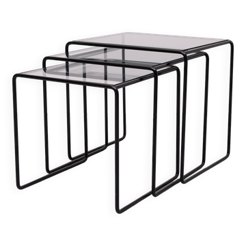 Black Metal frame Nesting tables German 1970s
