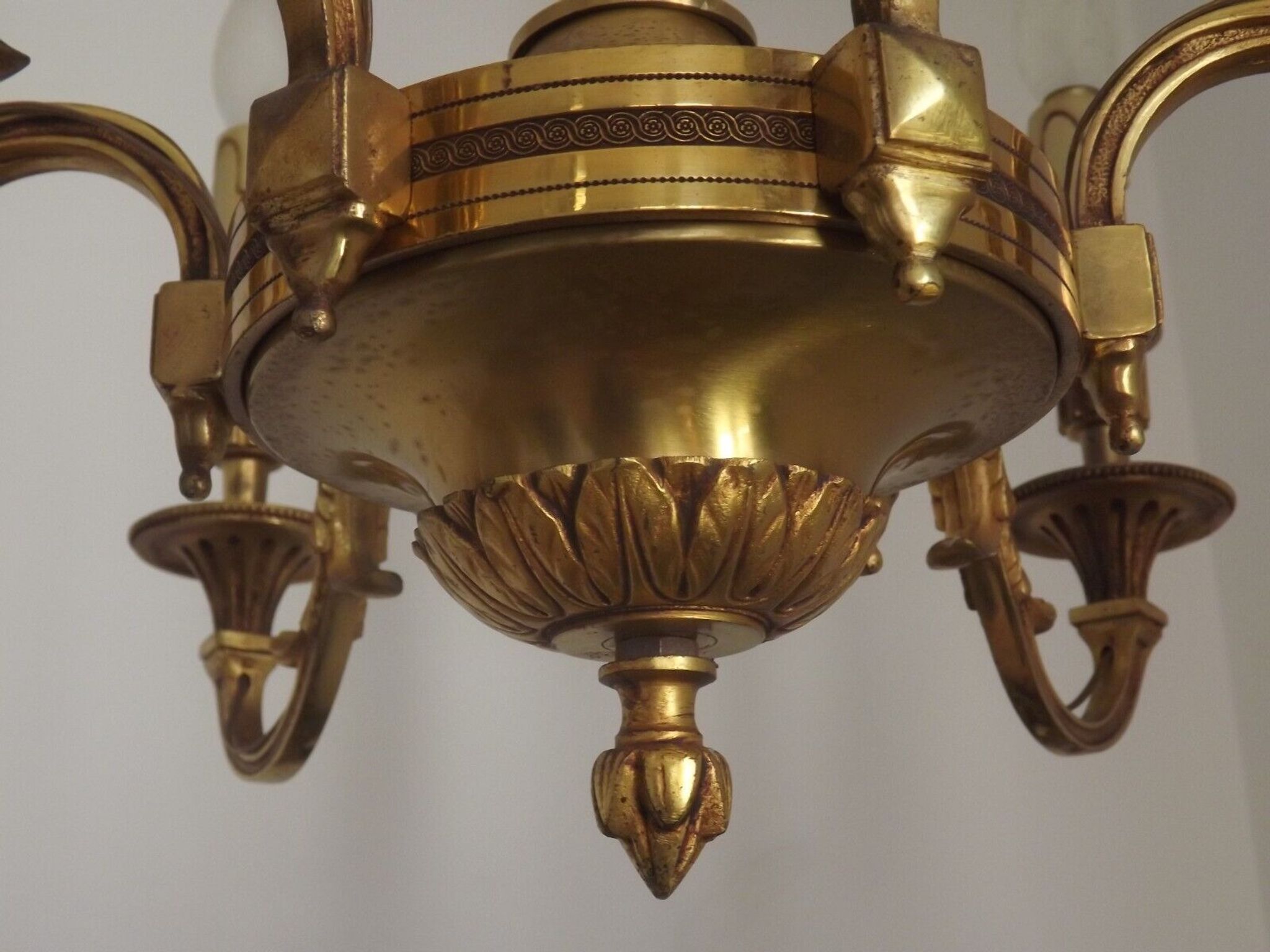 French art nouveau bronze empire style 6 lights chandelier
