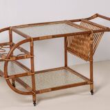 Bar Cart in Bamboo & Rattan, 1950s Denmark