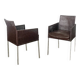 Pair of Karl-Friedrich Förster Leather and Rattan Chairs Germany 1990s
