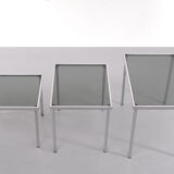Nesting tables chrome frame smoked glass 1970s