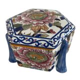 Large candy box, Gien, early 20th century, peony decoration, floral decoration