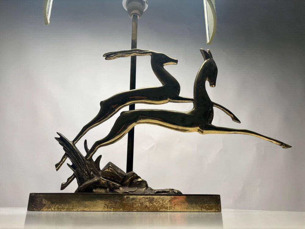 Art Deco Metal Table Lamp, France, 1940s