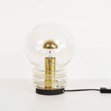 Wonderful 1970s bubble glass and brass table lamp by Glashutte Limburg