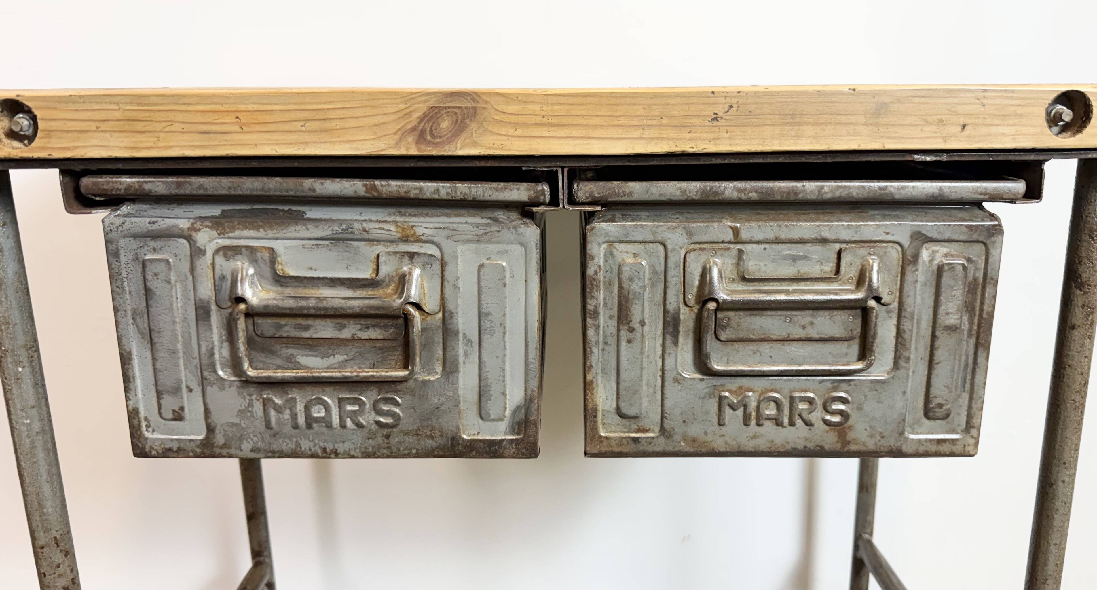 Vintage Industrial Worktable on Wheels, 1960s