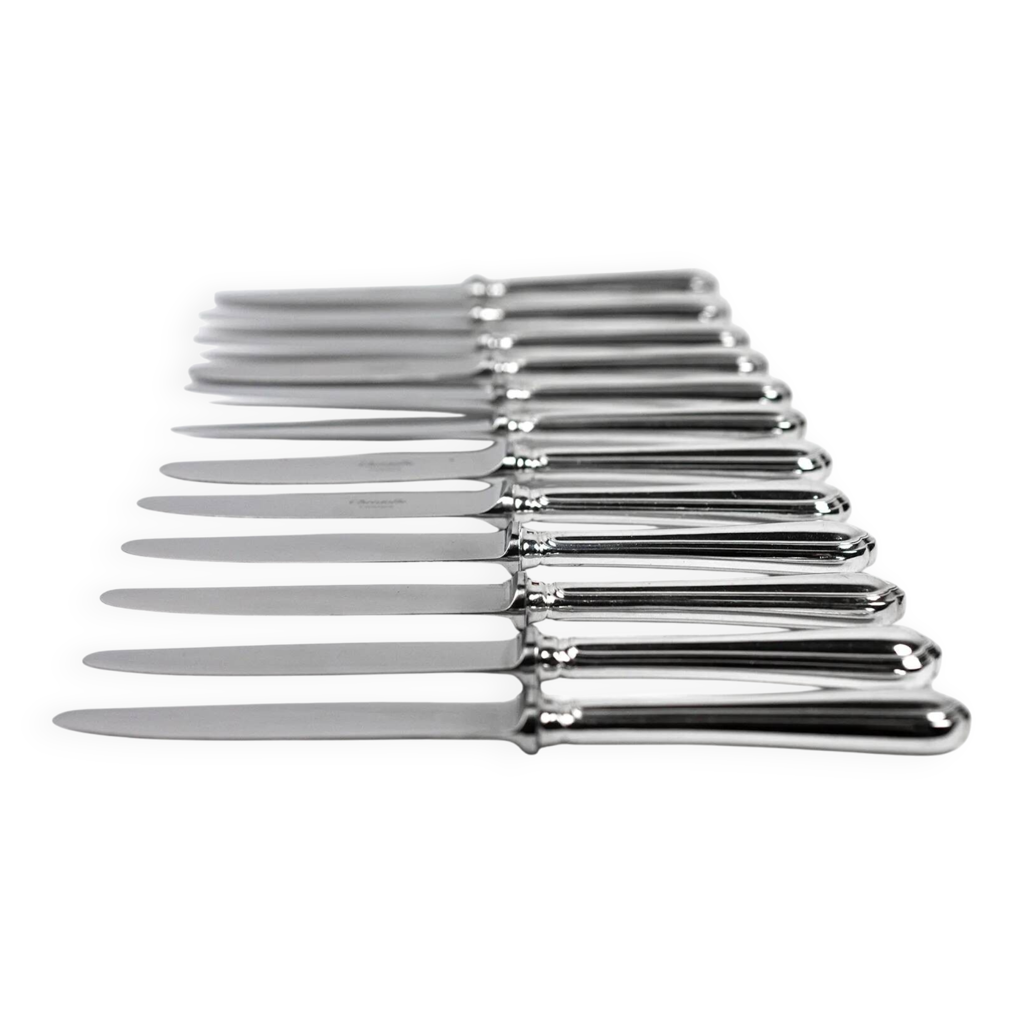 Christofle – 12 silver-plated dessert knives, Spatours model