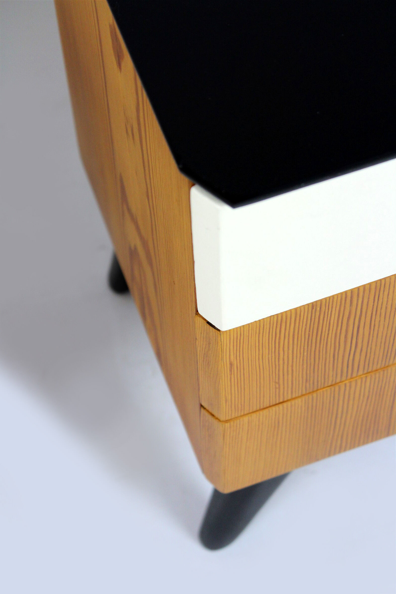 Mid-Century Nightstands with Black Glass Tops from UP Zavody, 1960s, Set of 2