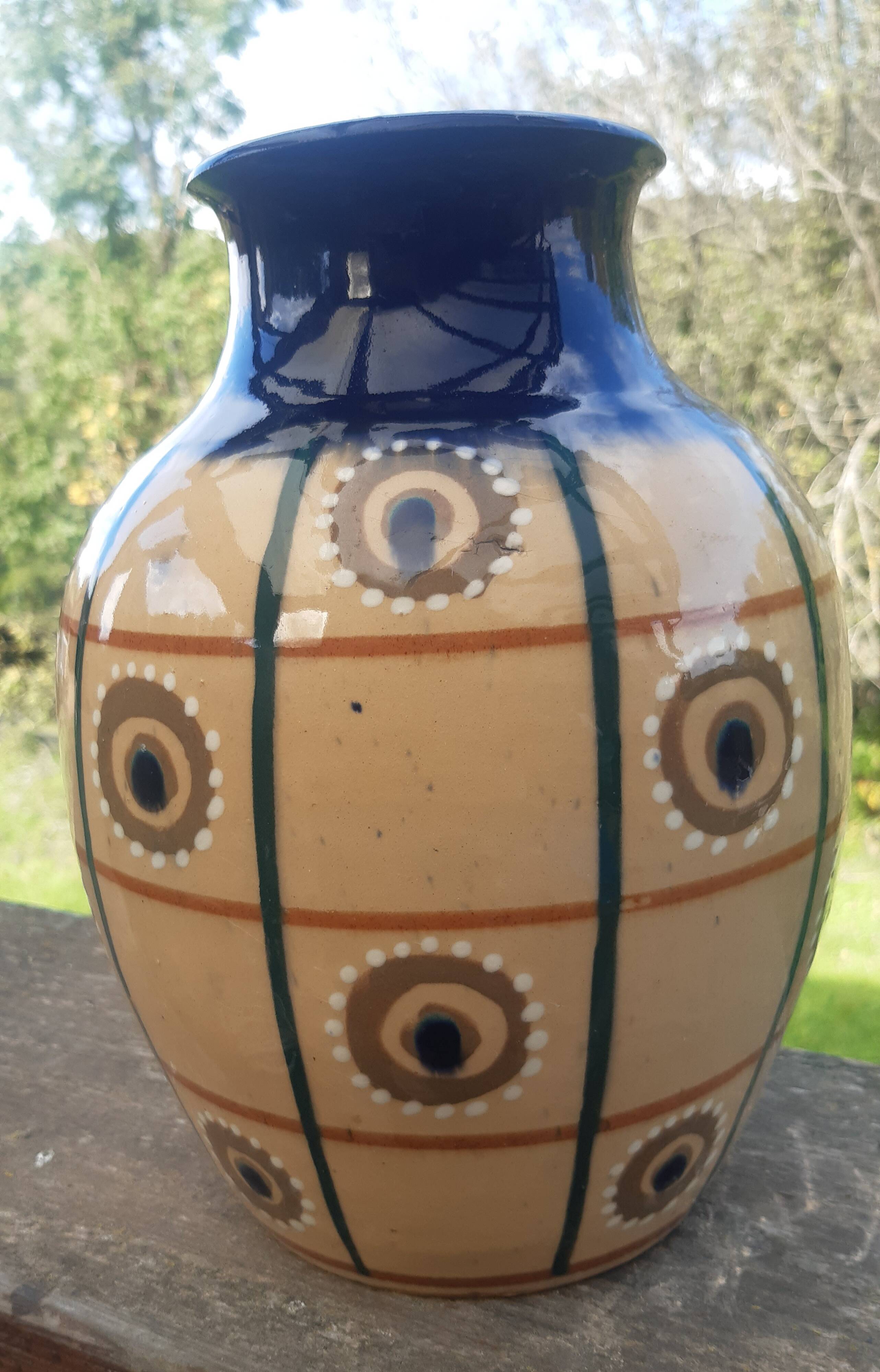 Léon Elchinger enamelled terracotta vase