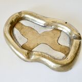 Asymmetrical brass ashtray / pocket emptier – brutalist David Marshall