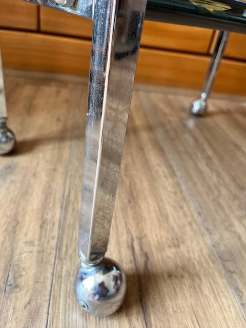 Chrome and glass serving trolley