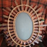 Sun mirror in bamboo and rattan, 70x55 cm