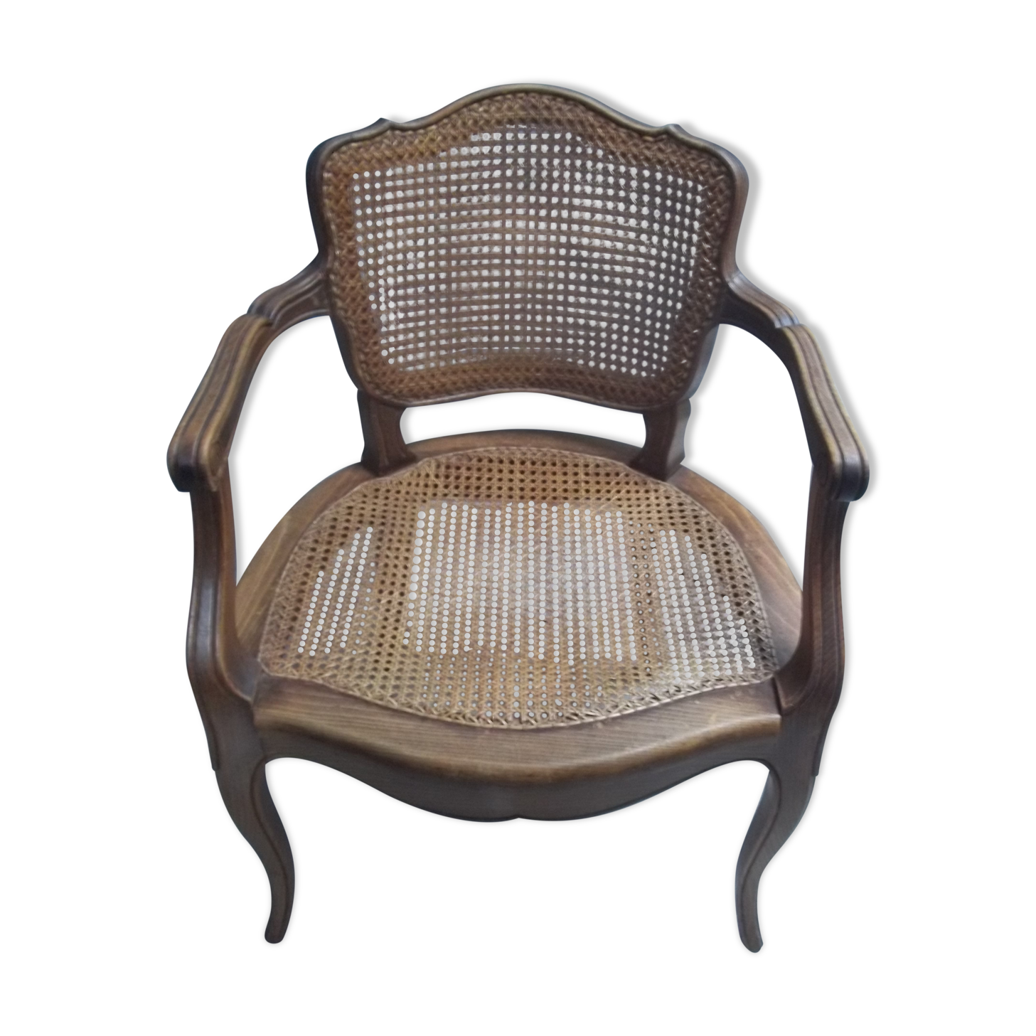 Fauteuil cabriolet canné de style Louis XV