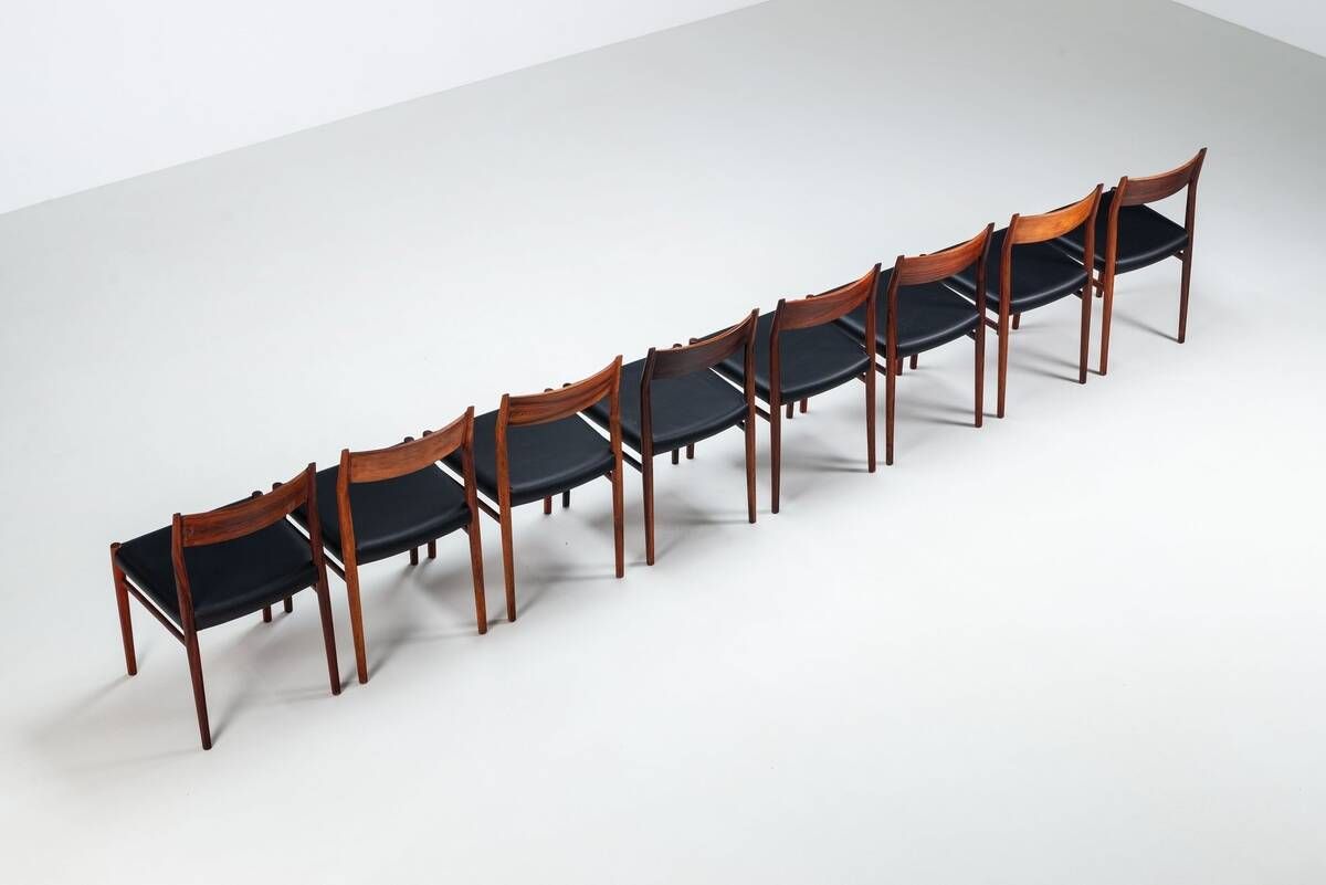 Arne Vodder model 418 dining chairs in rosewood Sibast Mobler Denmark 1960