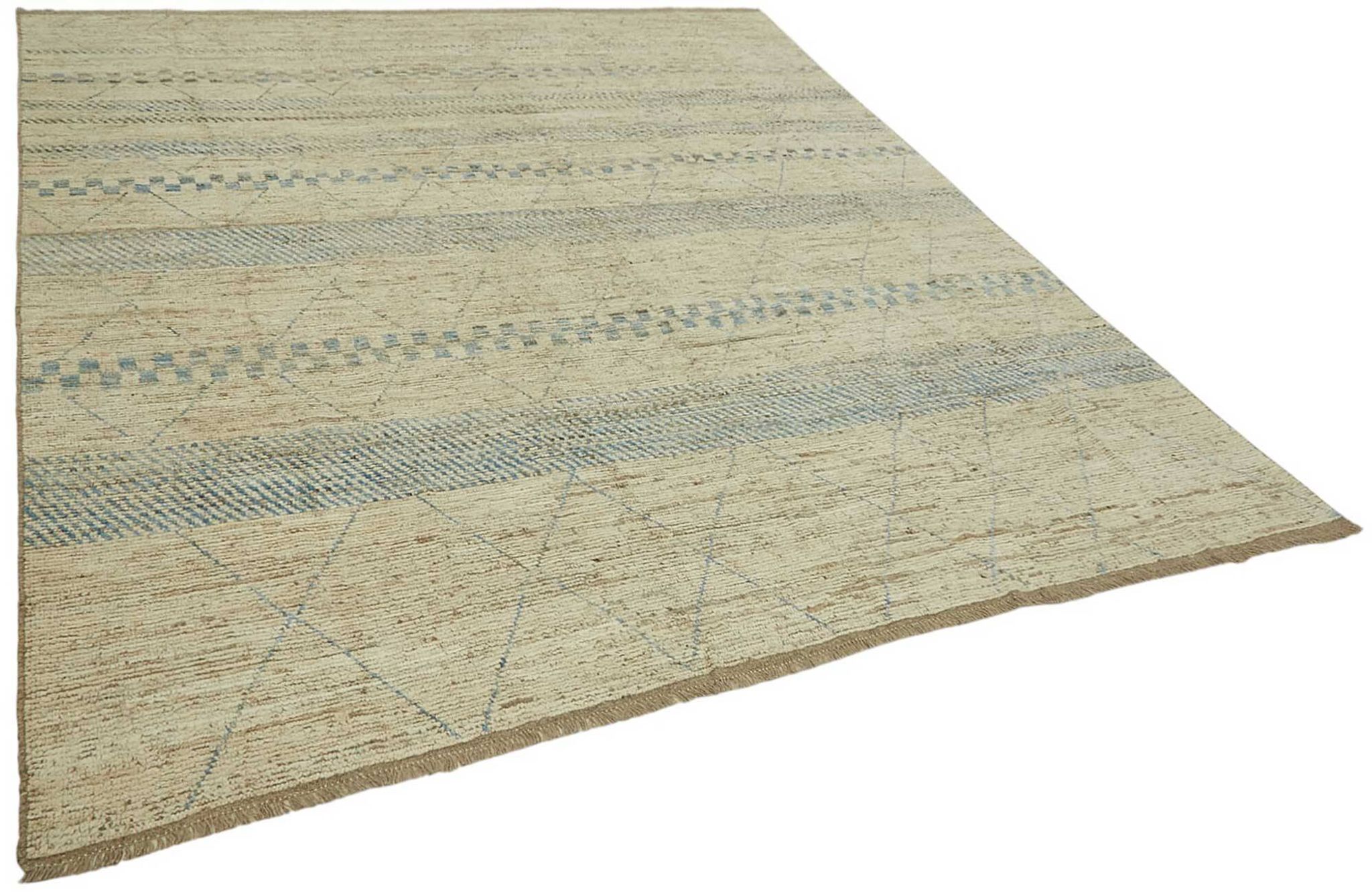 Handwoven Tribal One of a Kind 253 cm x 299 cm Beige Wool Carpet
