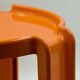 3 tables orange Giotto Stoppino pour Kartell, années 1960
