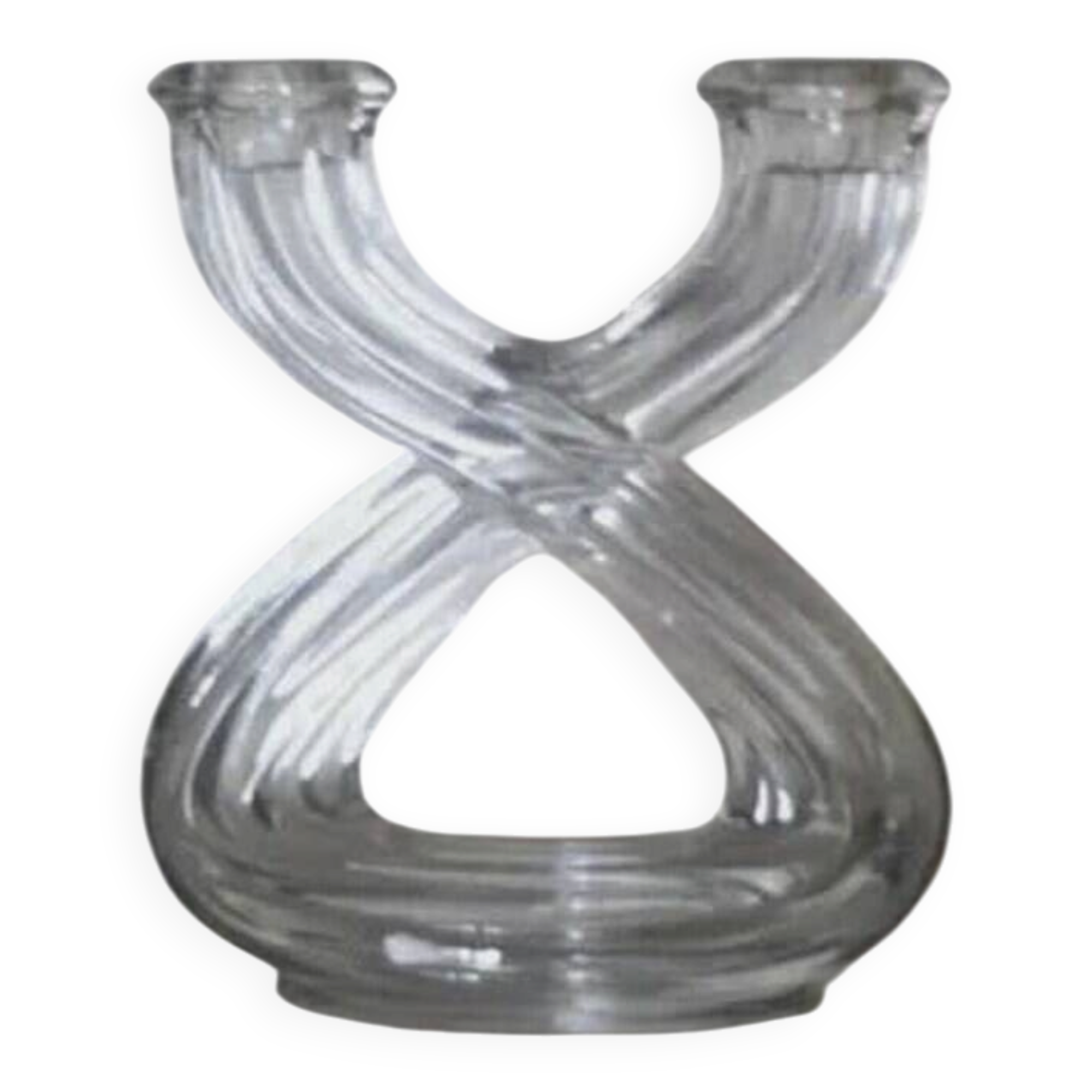 Vintage crystal candlestick from Vannes - Stamped French glass chandelier - Table candle holder from the 20th-century table art collection.