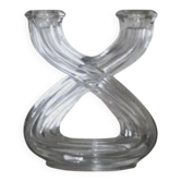 Vintage crystal candlestick from Vannes - Stamped French glass chandelier - Table candle holder from the 20th-century table art collection.
