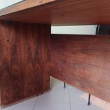 Desk and 3 chairs in 1950s Italian modernist style in rosewood.