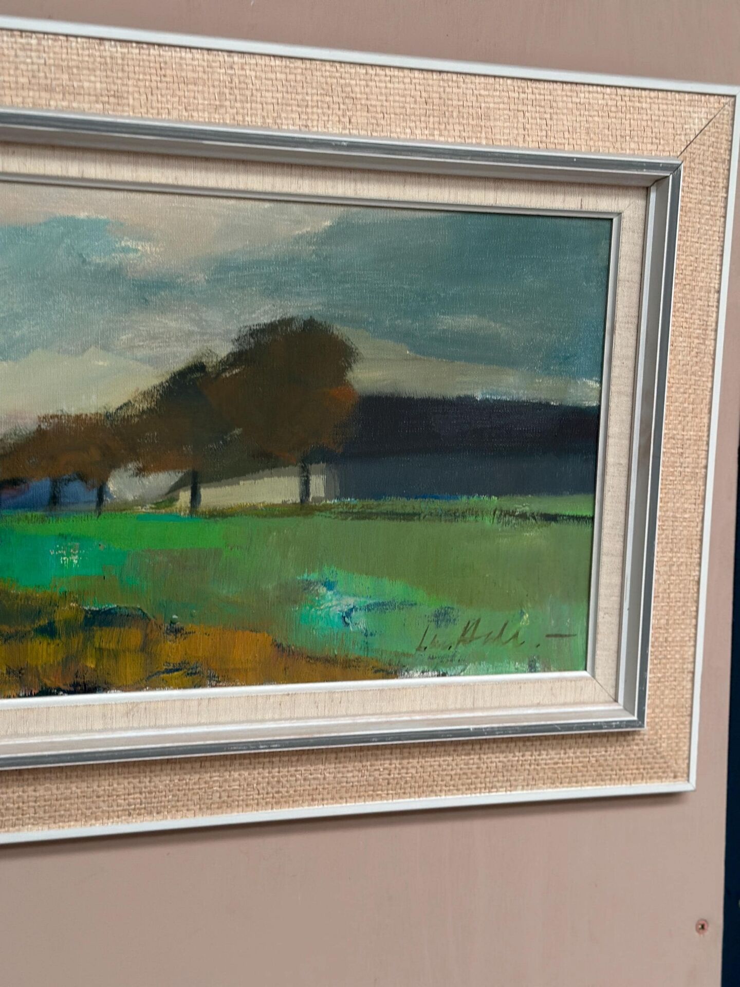 Swedish Oil on Canvas – “Abstract Landscape” by Lennart Hall – Vintage