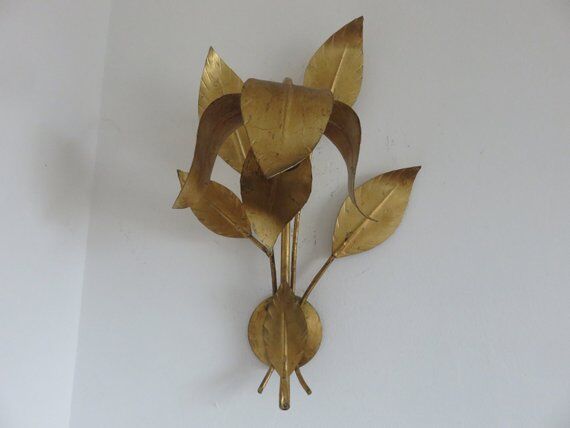 Applique fleur en métal doré années 70