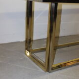 Dining table in chrome-plated steel and brass by Romeo Rega circa 1970