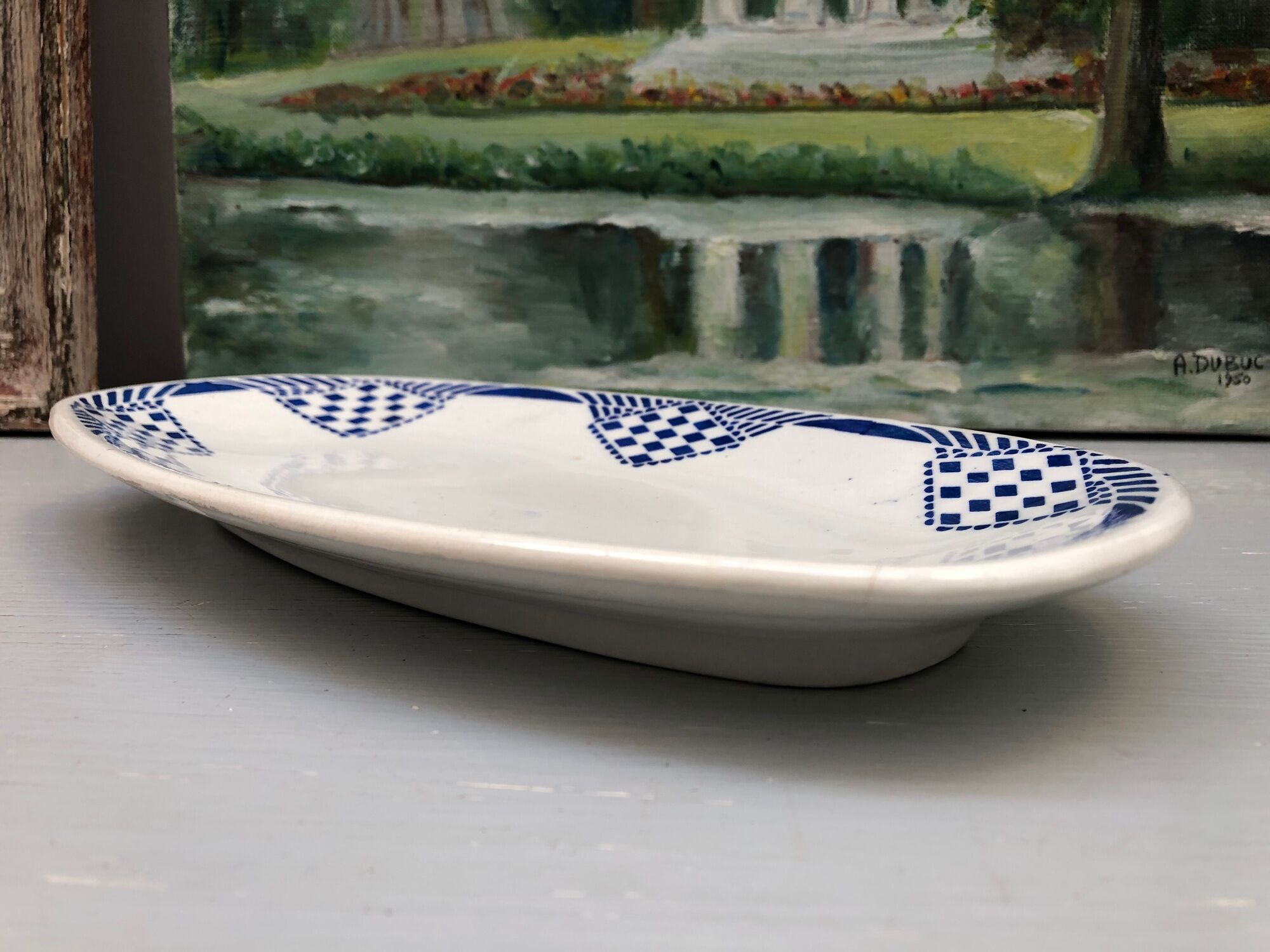 Ravier dish signed Moulin des loups Hamage Orchies Nord France model Pantin