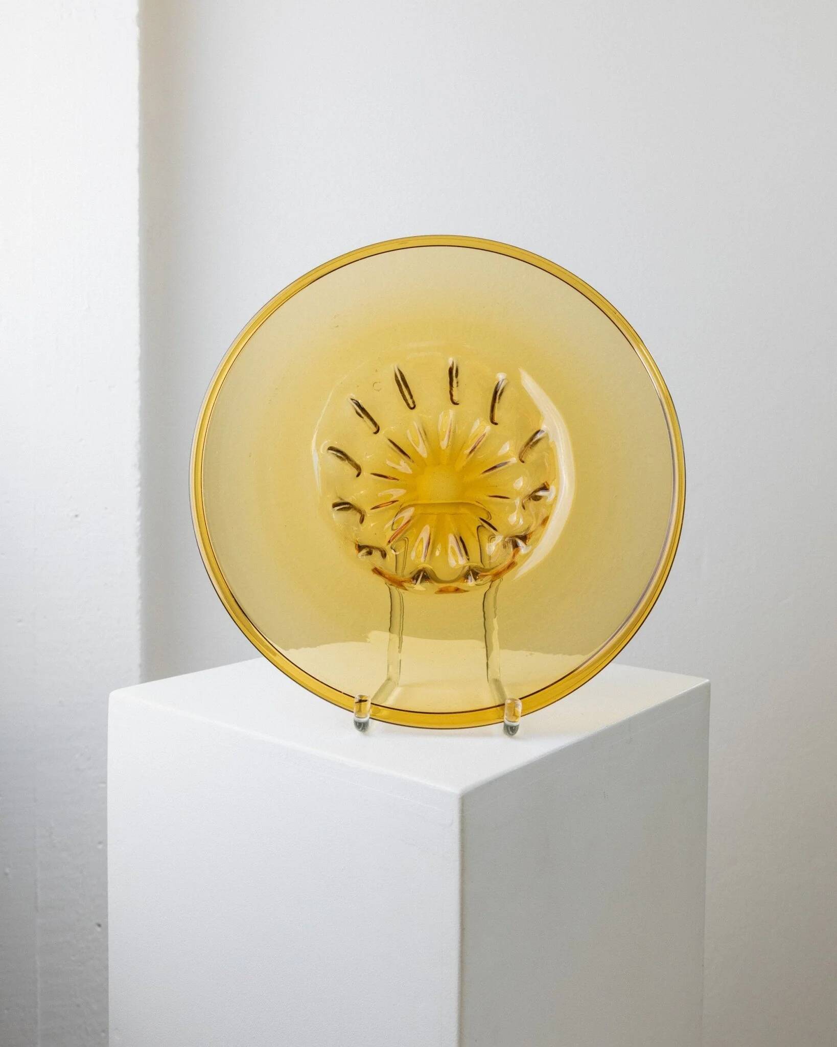 XL Amber Murano Glass Bowl with ribbed pattern, Italy 1920s – decorative fruit bowl, vintage glassware gift