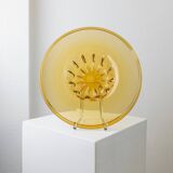 XL Amber Murano Glass Bowl with ribbed pattern, Italy 1920s – decorative fruit bowl, vintage glassware gift