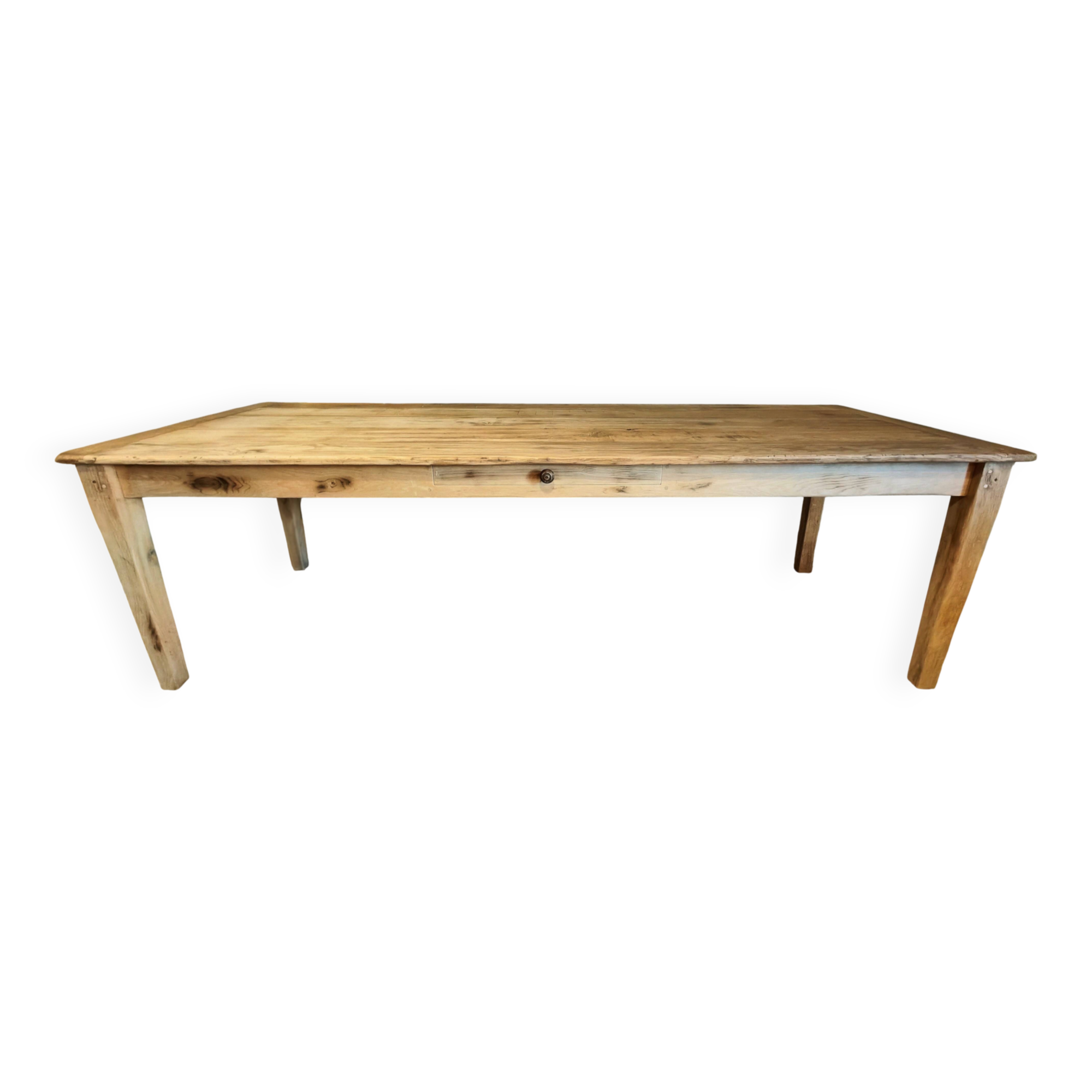 Solid oak farmhouse table "brut" 247x89, top "chocolate oak"