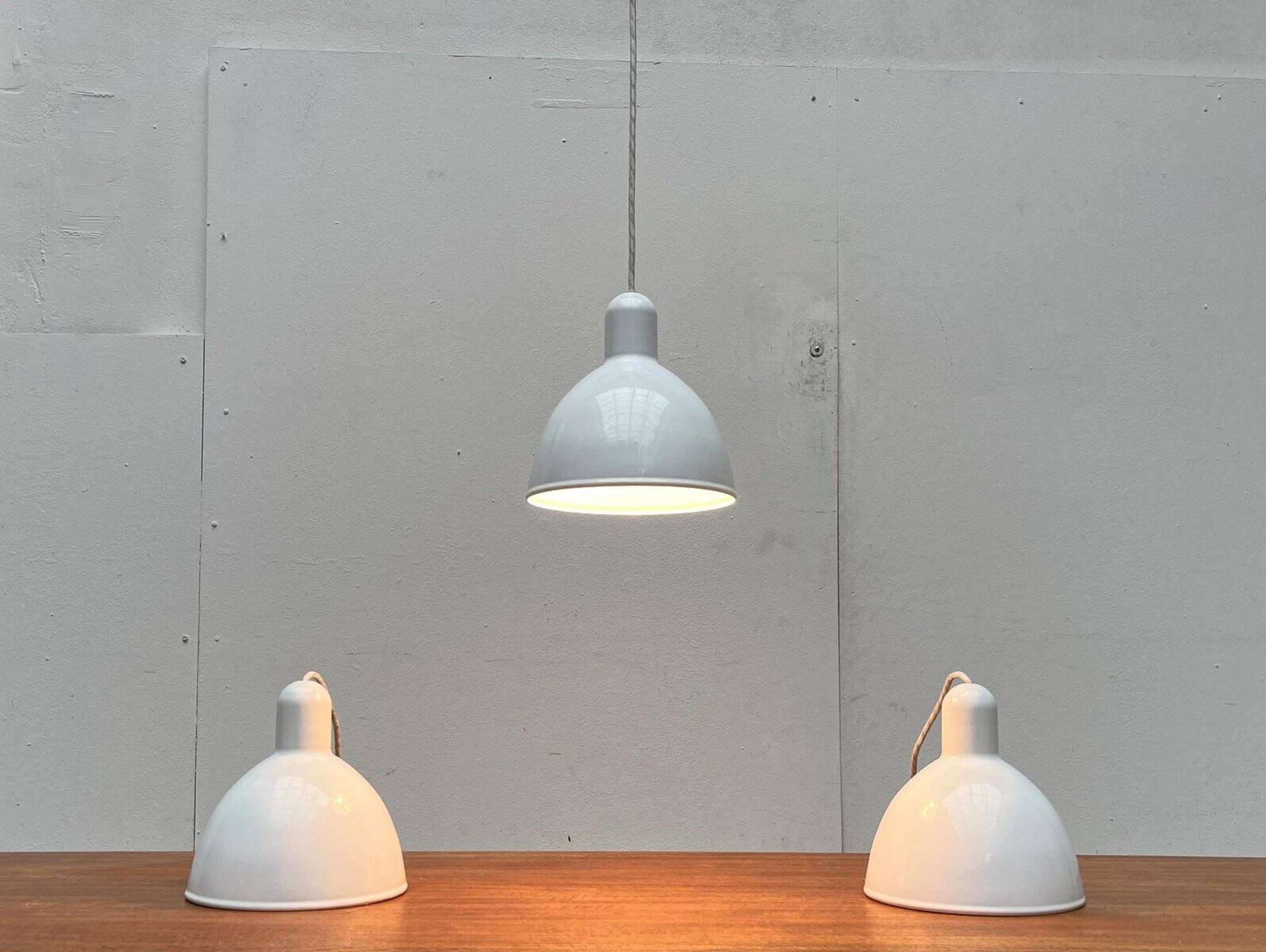 Vintage Danish enamelled pendant lamp model ES by Edgar Schlaefle for Louis Poulsen, 1980s.