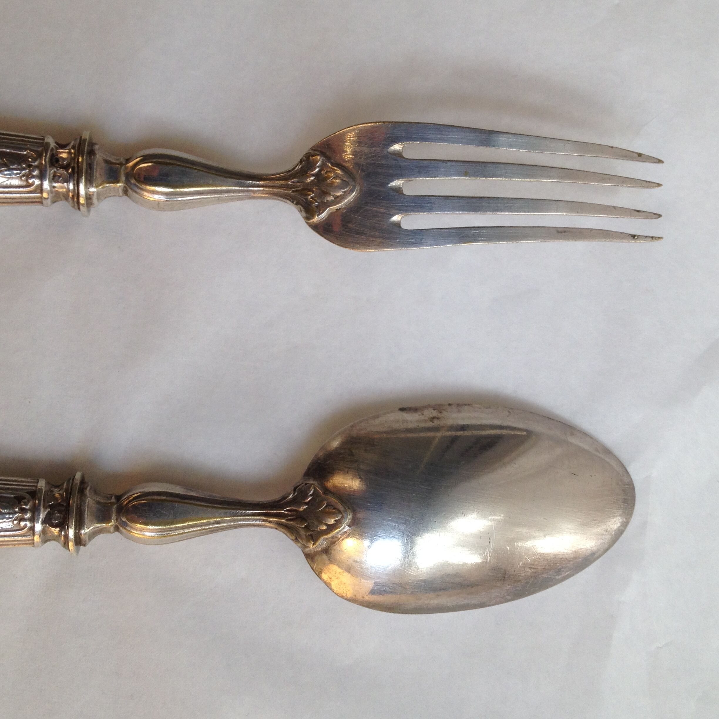 2 serving cutlery in cored silver and silver metal