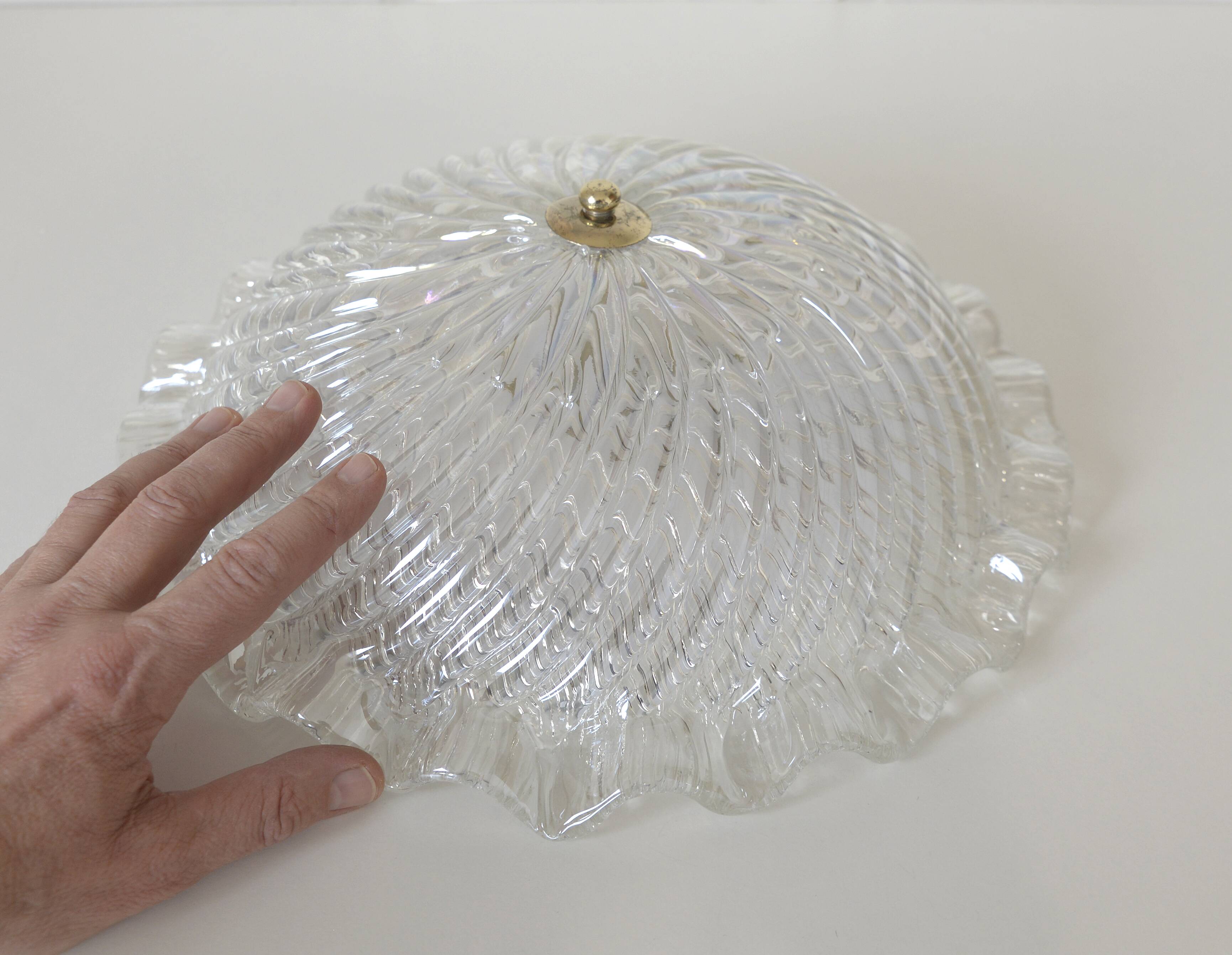 Vintage Murano Glass Sconce: Pearl Glass Wall Lamp / Handmade Flush Mount