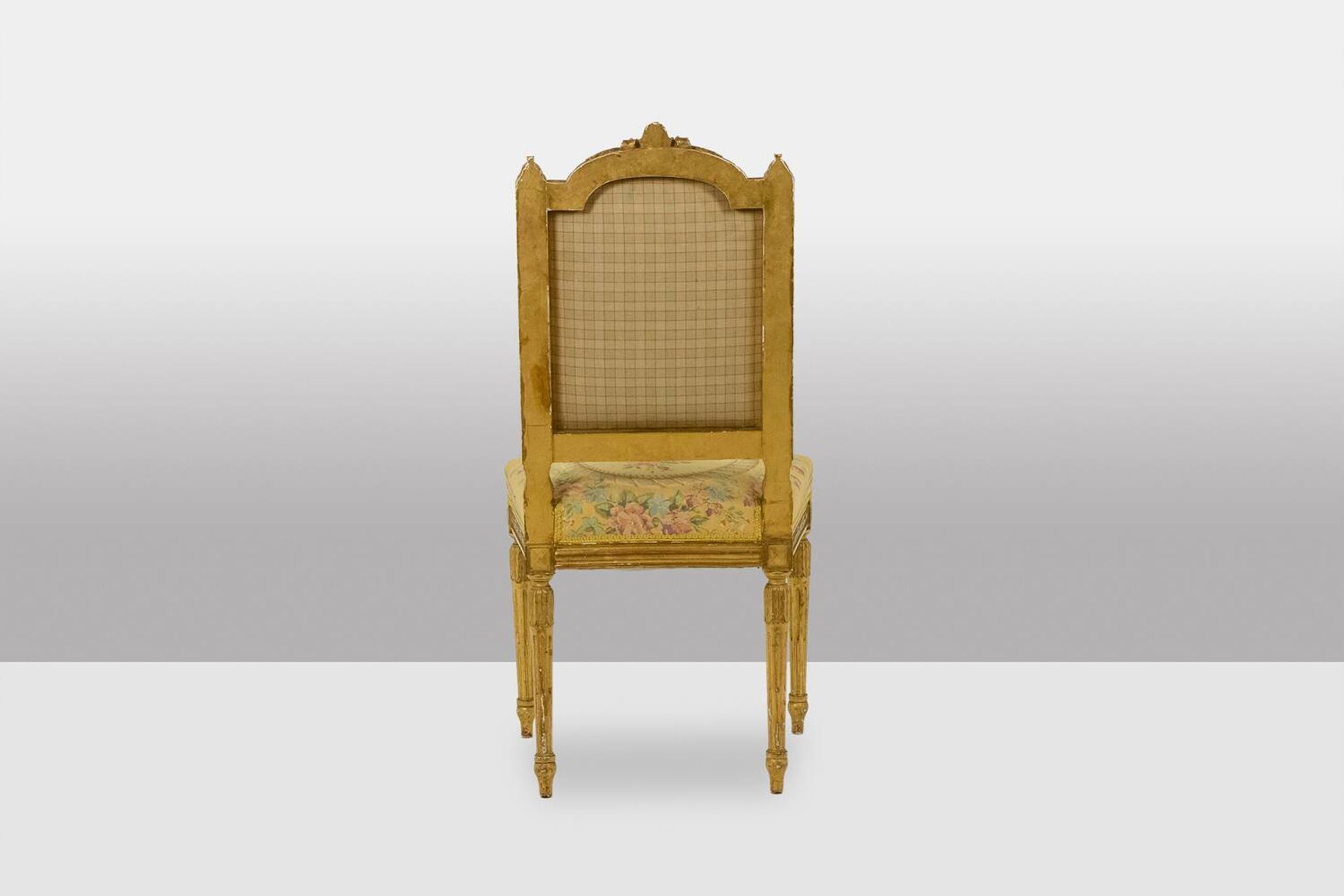 Pair of gilded wooden chairs with upholstery. Louis XVI period.