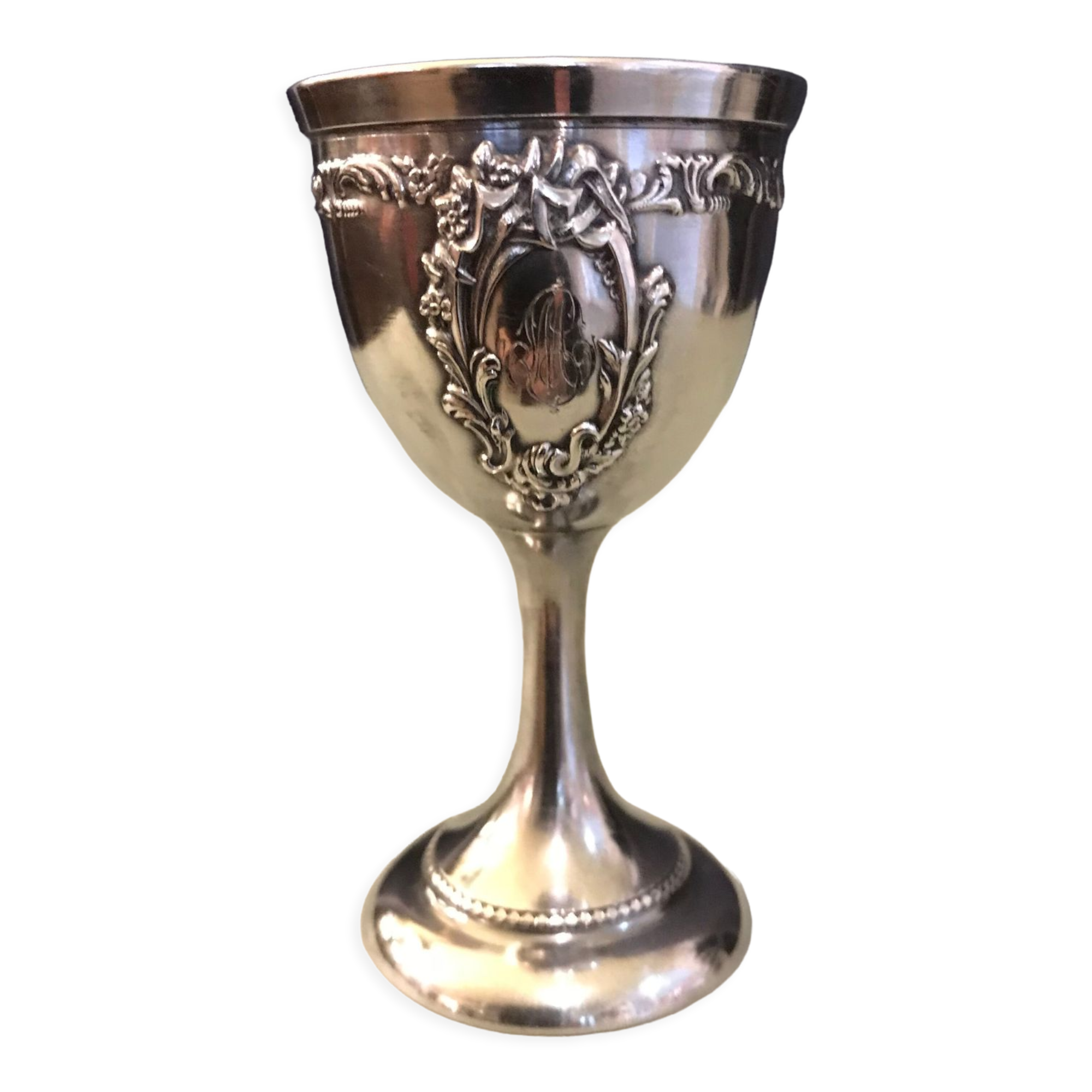 Coquetier Napoleon III solid silver poiçon Minerve with monogram L.M