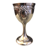 Coquetier Napoleon III solid silver poiçon Minerve with monogram L.M