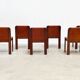 Set of six leather Italian dining chairs