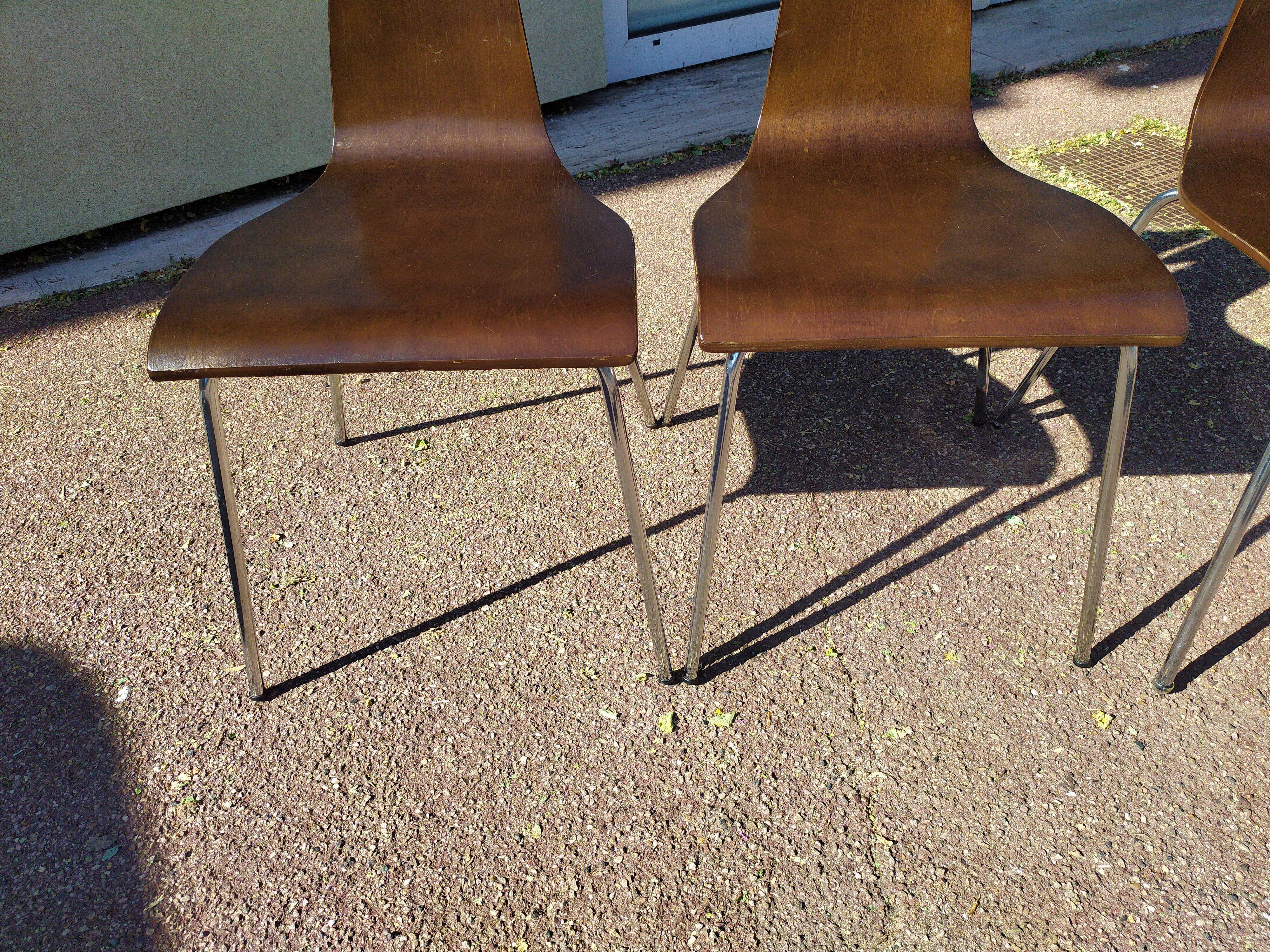 Set of 4 metal and wood chairs