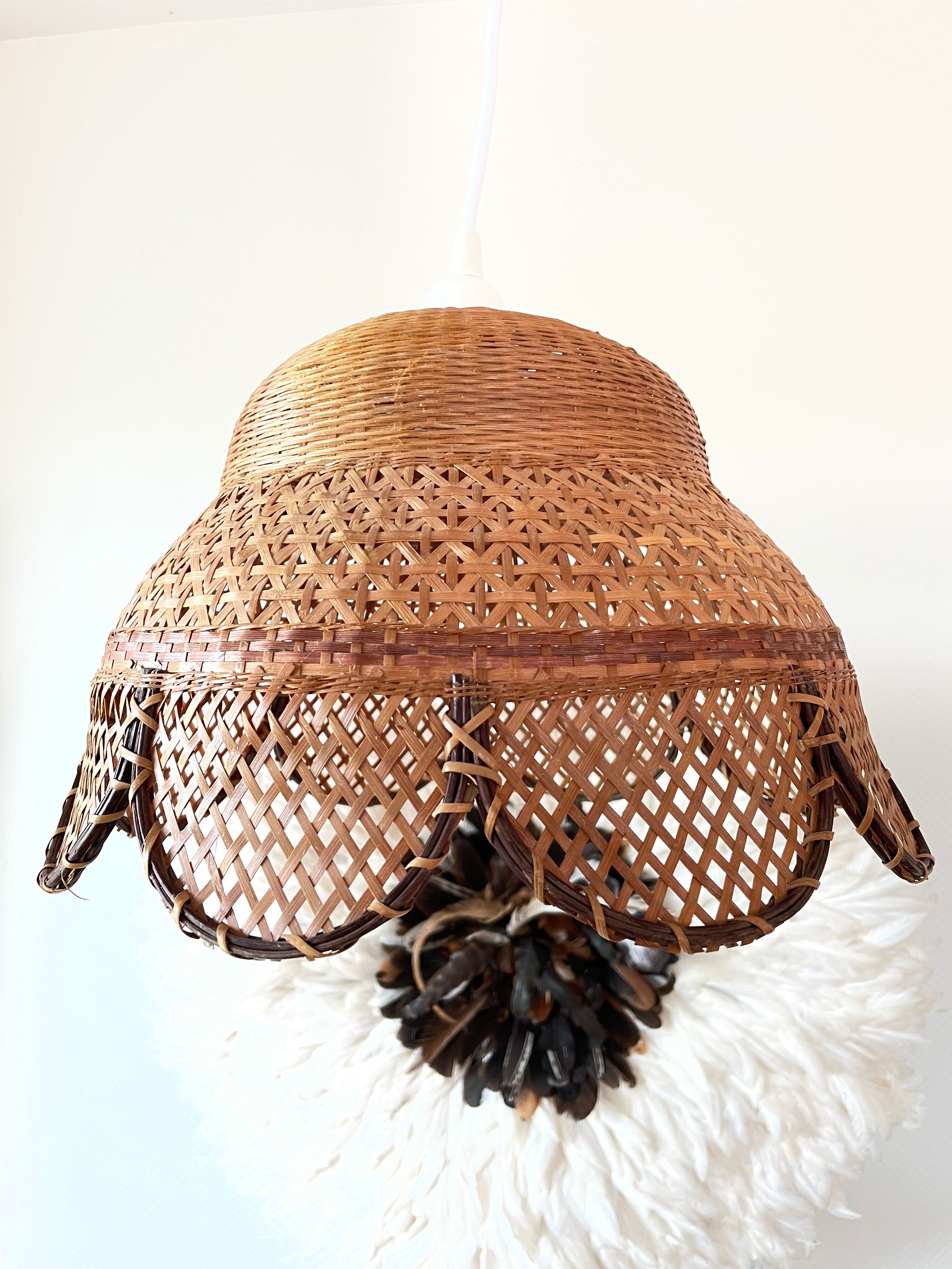 Vintage rattan and wicker pendant light