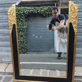 Miroir d'époque art deco noir et or 81x111cm