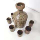 Set service glasses and bottle in pyrite stoneware