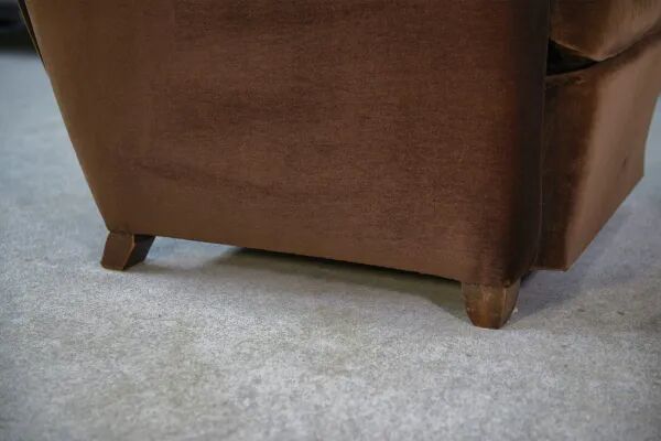 Pair of Art Deco velvet club chairs in the style of Jules Leleu, 1930s