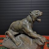 Keramieken beeld tijger, période Art déco, conçu par A. Fagotto