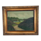 Vintage original landscape oil painting, signed countryside cottage art