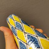 Vase italien à motif Arlequin dans un beau jaune/bleu